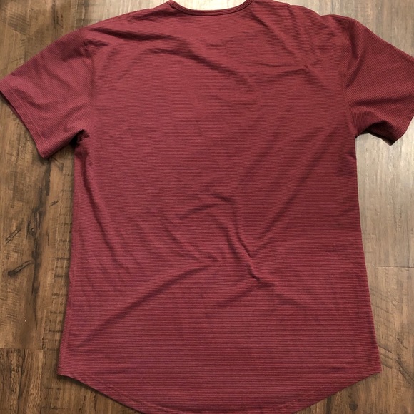 Men’s Wine and Expresso Striped Drop-Cut Shirt - Picture 2 of 4